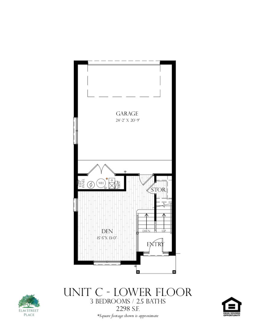 Elm Street Place Luxury Rental Townhomes - Unit C Floor Plan - Lower Level