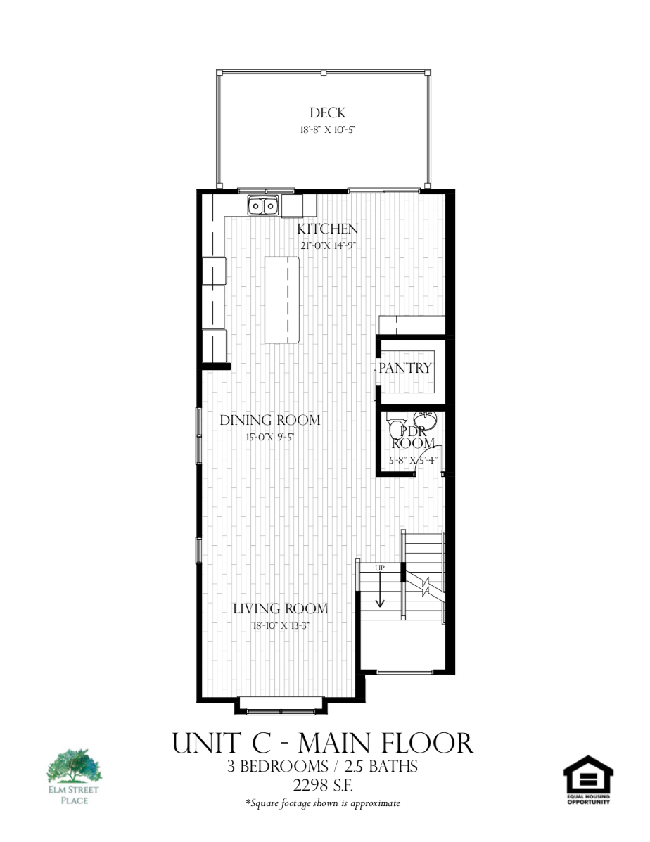 Elm Street Place Luxury Rental Townhomes - Unit C Floor Plan - Main Level